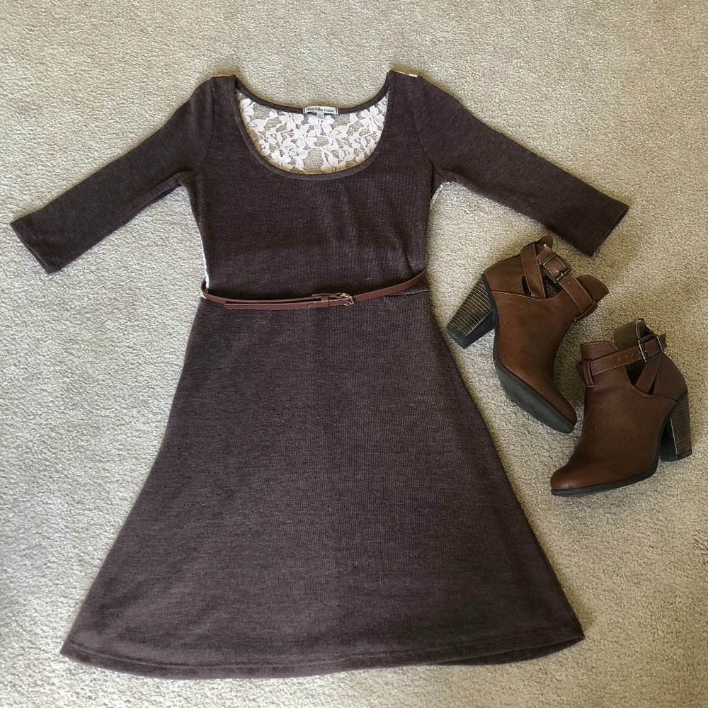 Charlotte Russe brown lace skater dress size xs